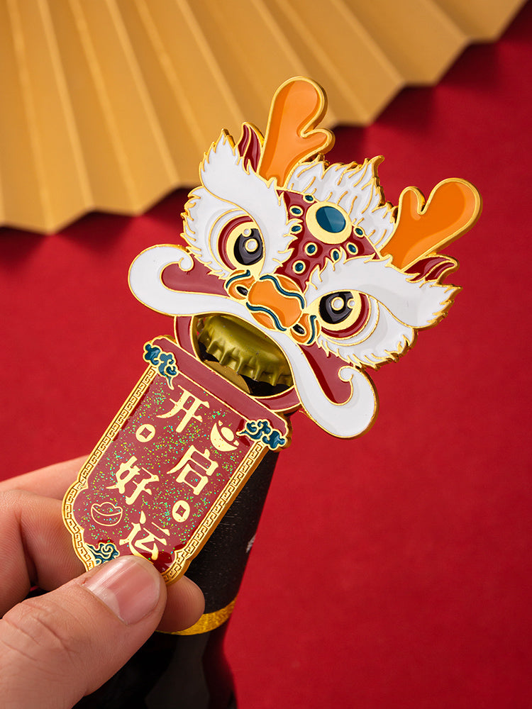 Limited edition Chinese Lion Open Lucky Refrigerator Stickers, Bottle Opener Magnetic Stickers, Exquisite New Year Celebration Home Decoration Gifts