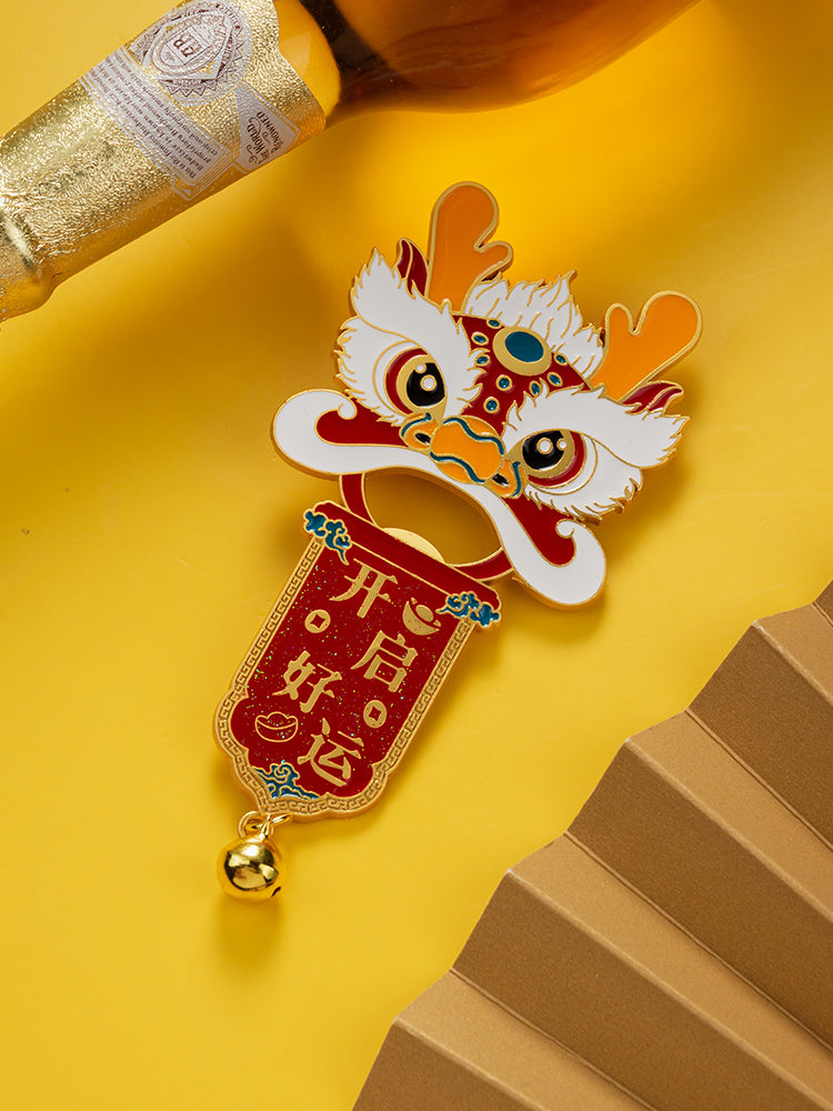 Limited edition Chinese Lion Open Lucky Refrigerator Stickers, Bottle Opener Magnetic Stickers, Exquisite New Year Celebration Home Decoration Gifts