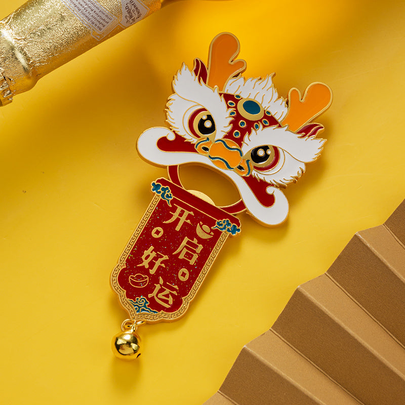 Limited edition Chinese Lion Open Lucky Refrigerator Stickers, Bottle Opener Magnetic Stickers, Exquisite New Year Celebration Home Decoration Gifts