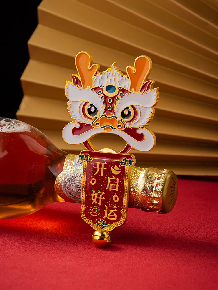 Limited edition Chinese Lion Open Lucky Refrigerator Stickers, Bottle Opener Magnetic Stickers, Exquisite New Year Celebration Home Decoration Gifts